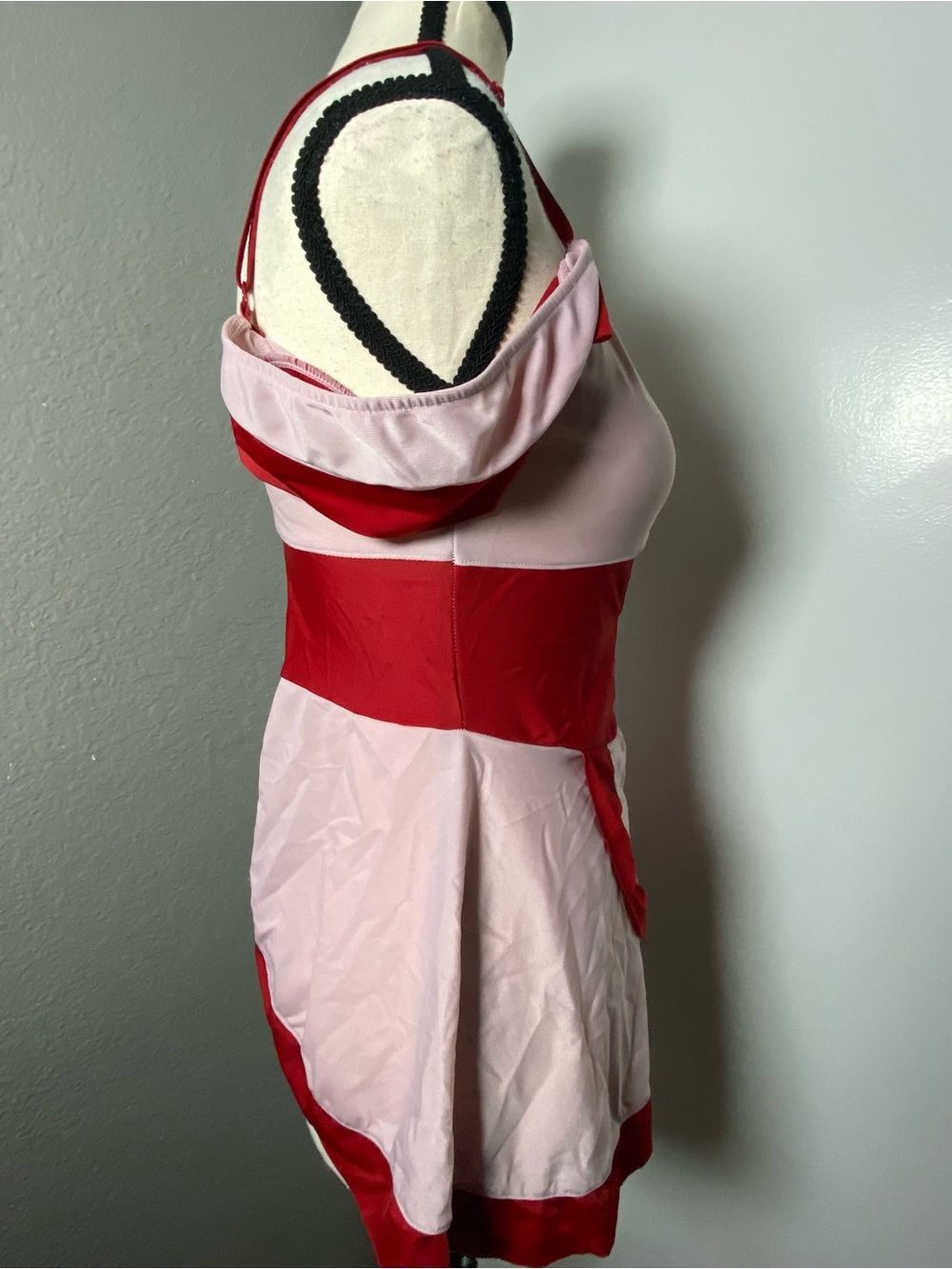 Y2K Pink & Red Cutout Mesh Maid Costume Size S/M - Picture 4 of 7